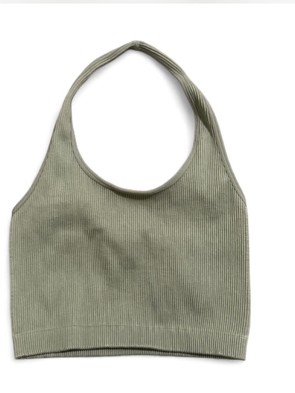 Cotton On Ribbed Halter Crop Top in Sage